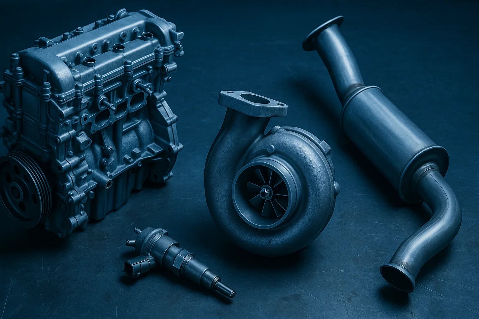 Bildelar i blåton - motor, turbo, insprutare och avgassystem